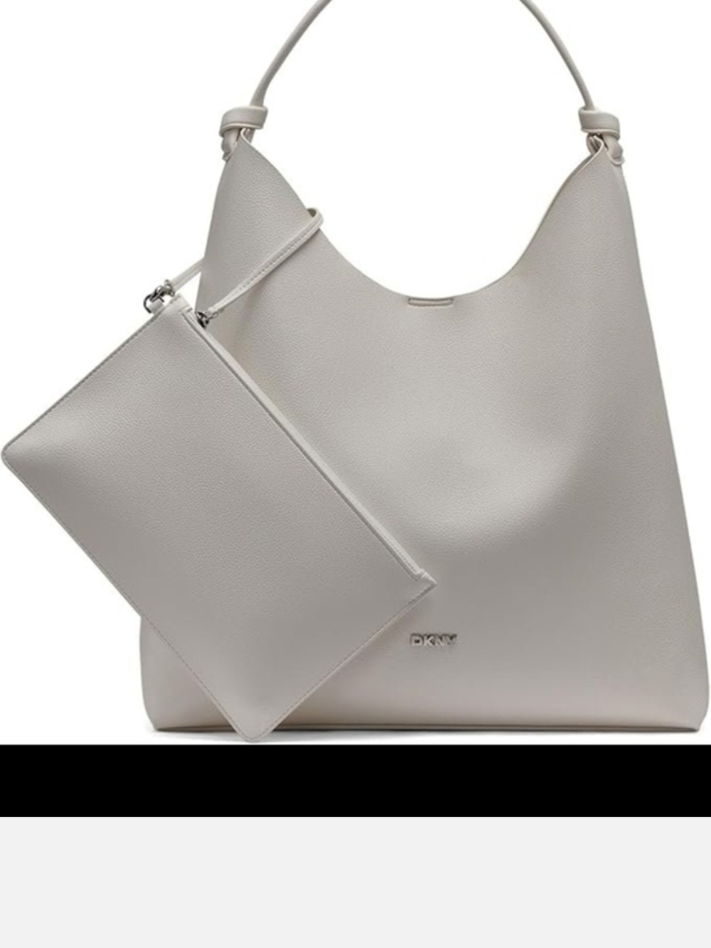 DKNY Pebbled Hobo Tote with Matching Removable Wristlet Marshmellow Brand New